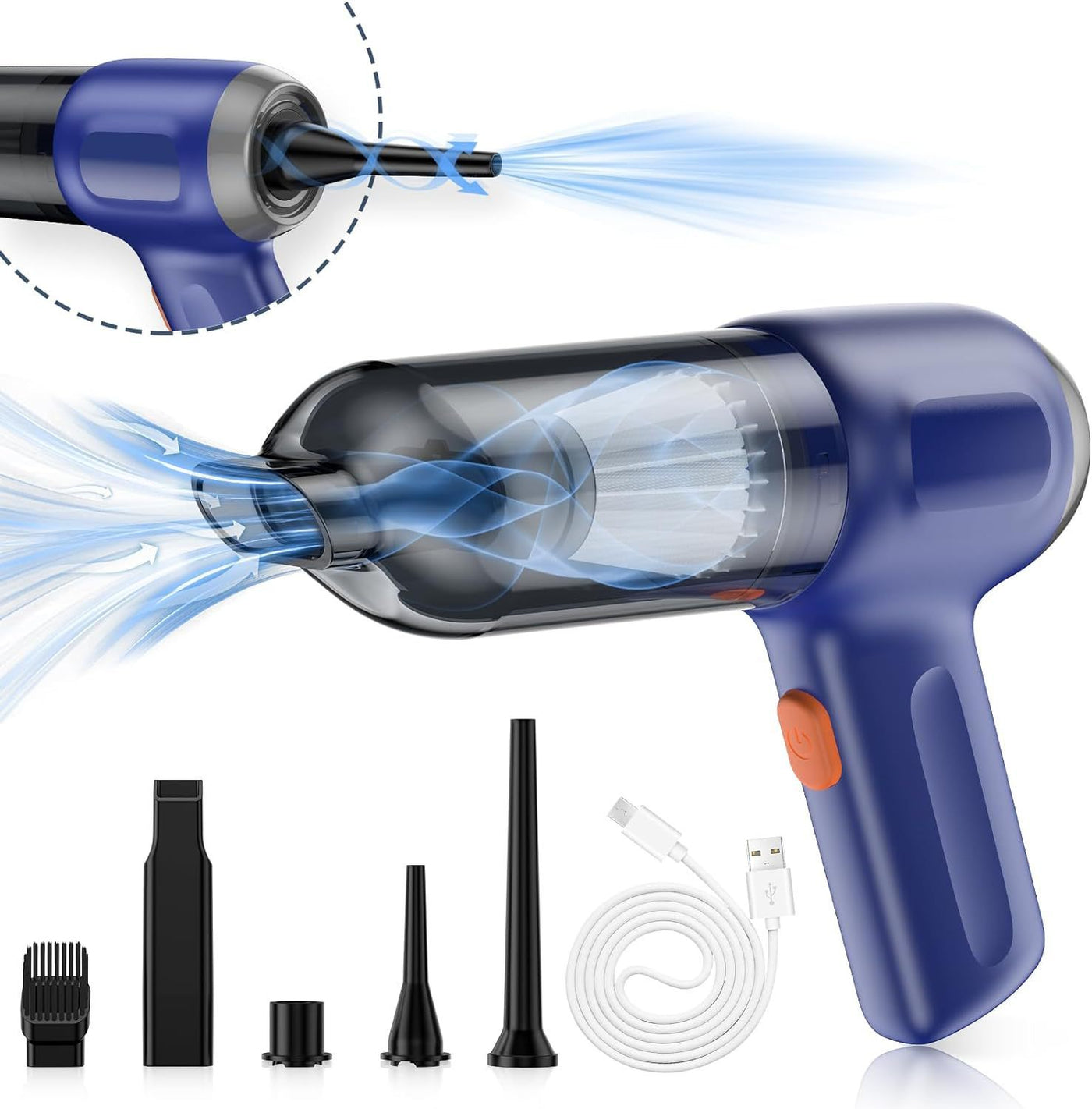 Wireless car vacuum with blowing and suction