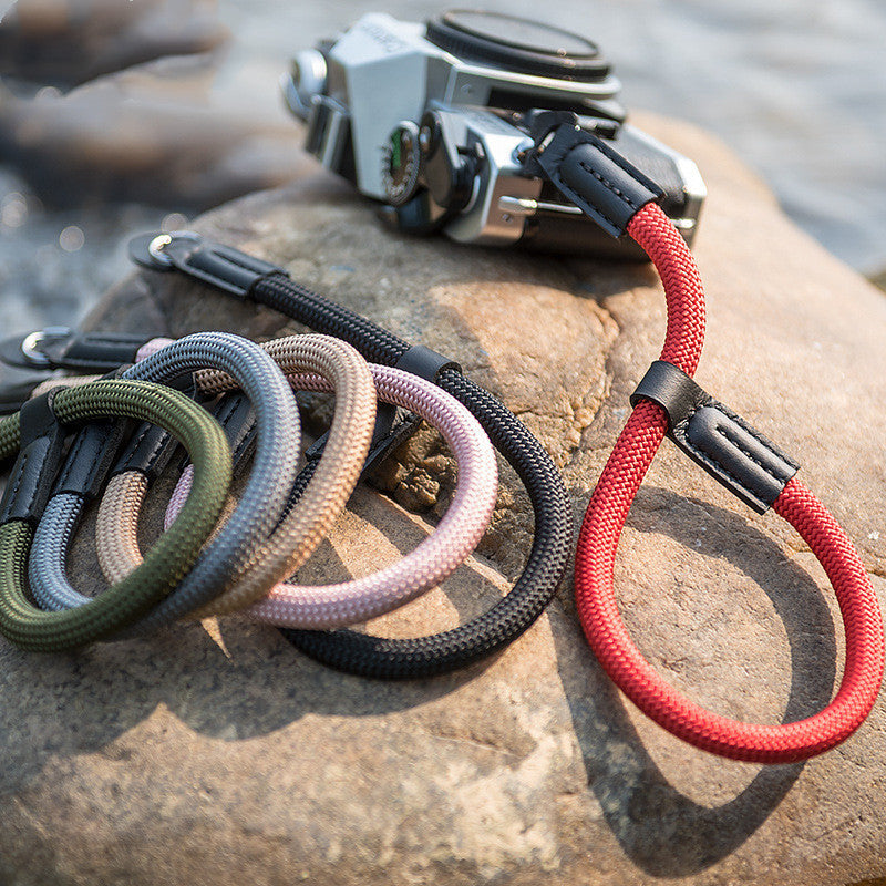 Camera wrist strap round rope