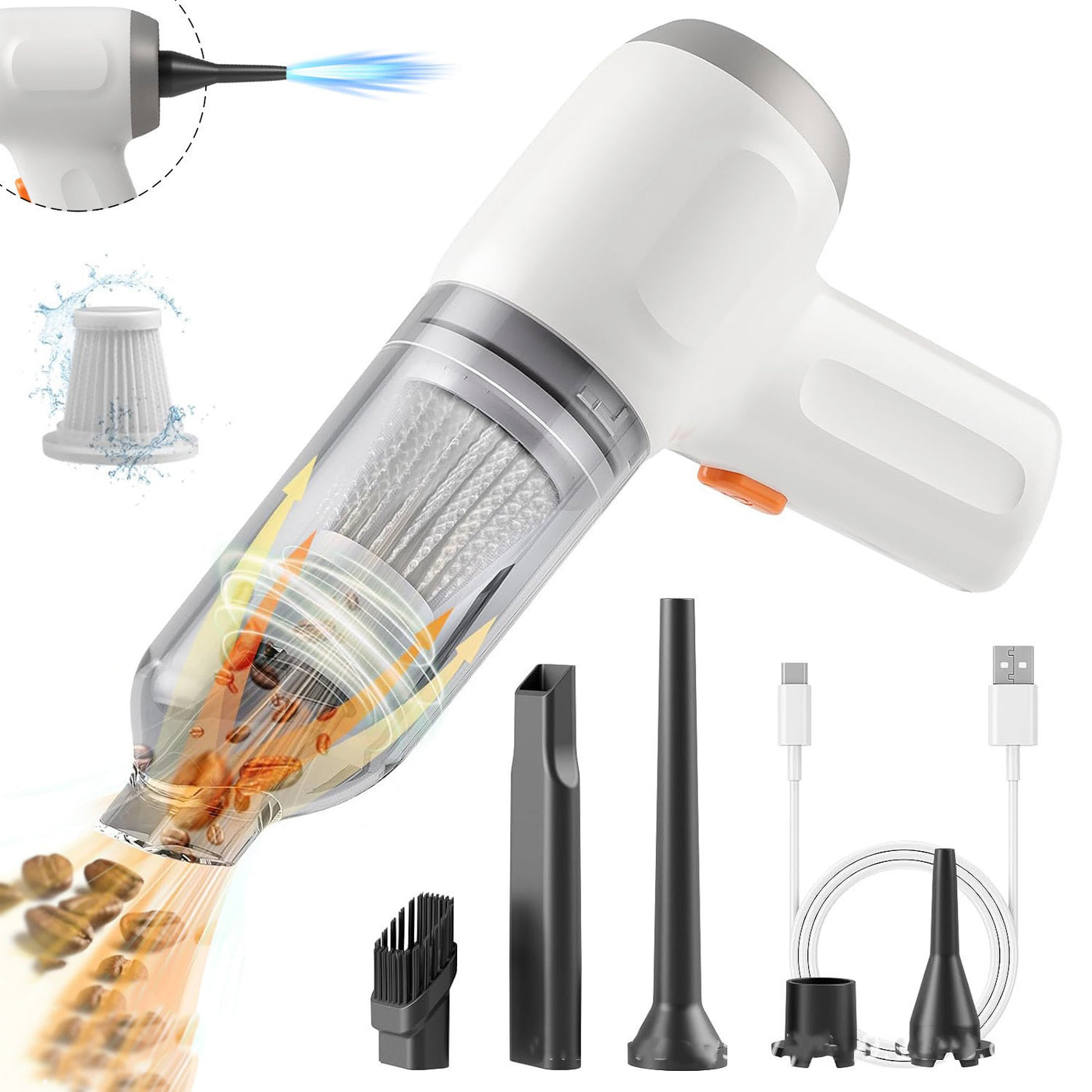 Wireless car vacuum with blowing and suction