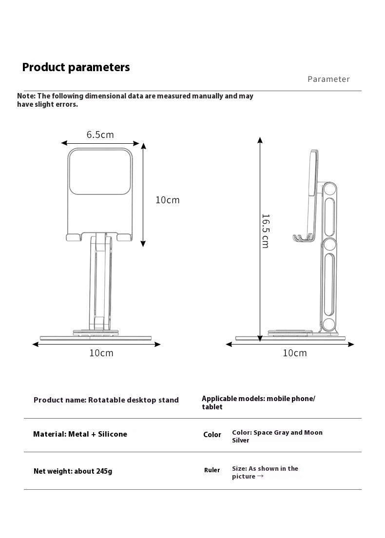 Portable 360° rotating stand for phone and tablet