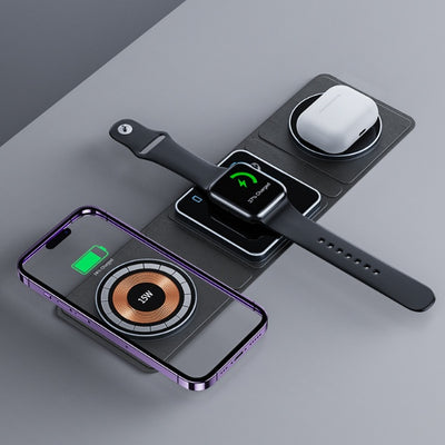 3-in-1 Magnetic Folding Wireless Charging Station (Transparent Edition)